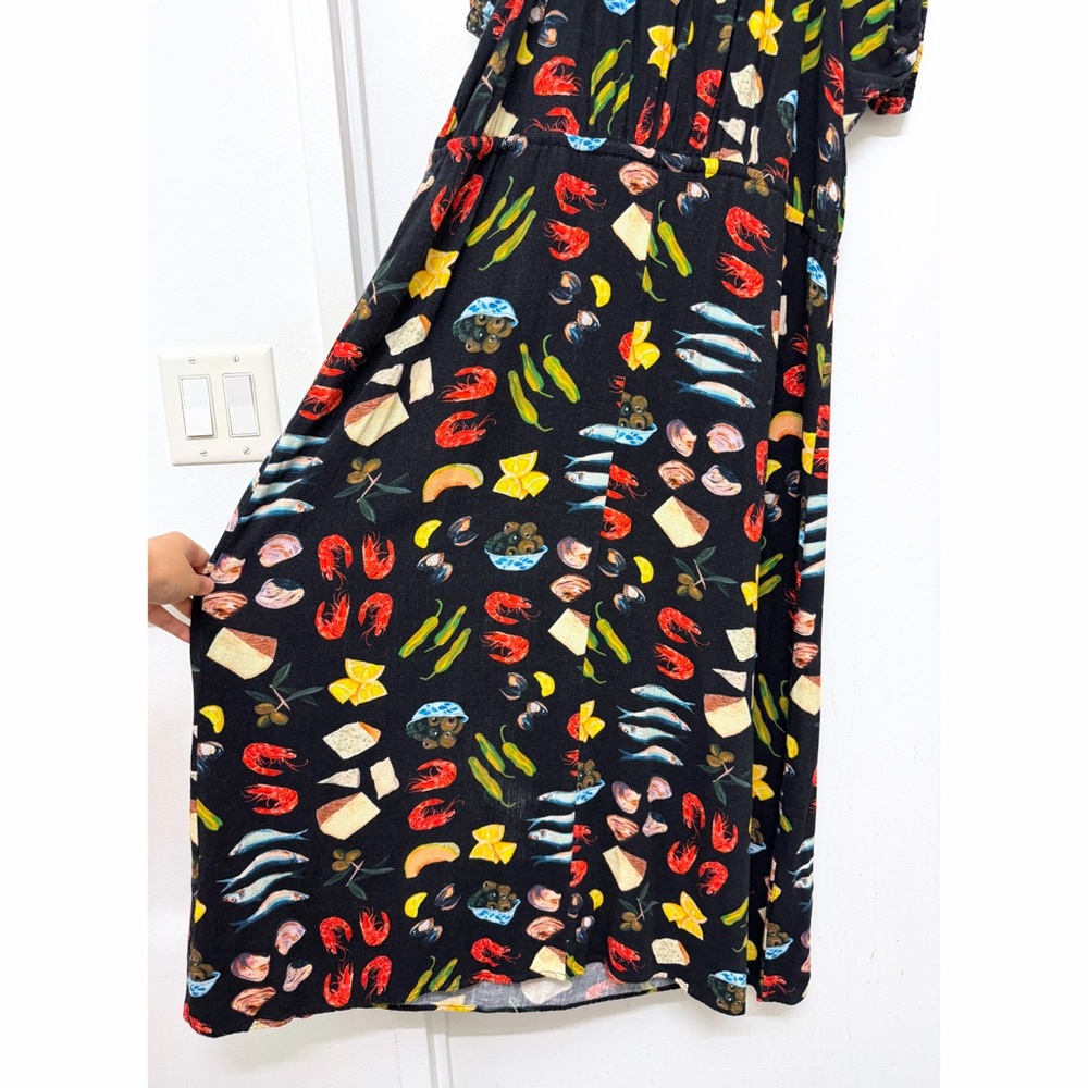Lisa Says Gah Lux Food Print Maxi Dress Tapas Black Lemon Olive Fruit XL - Picture 13 of 14